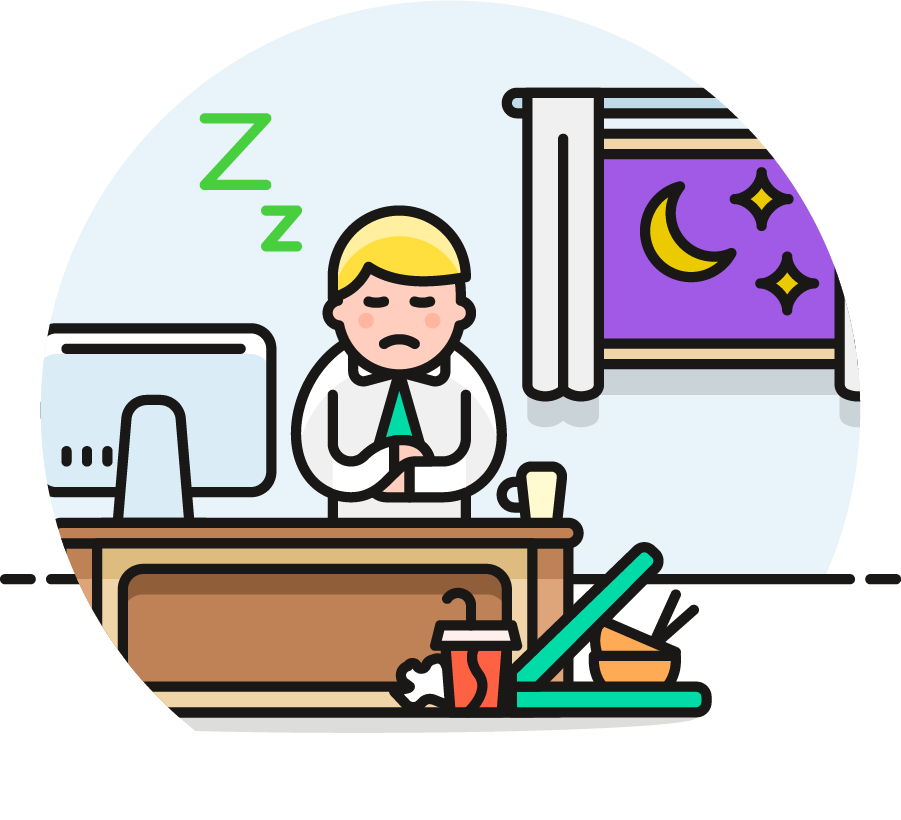 man sleeping at desk